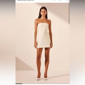 Shona Joy Cream Strapless Mini Dress
